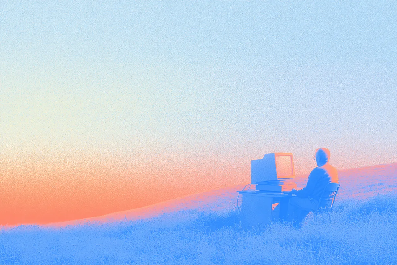 Senior consultant working at sunset